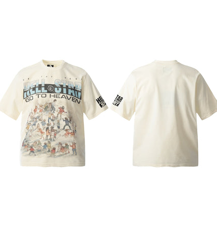 THETLSTUDIO HELLSTARSTA all-over vintage short-sleeved T-shirt