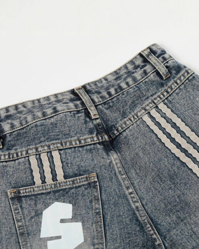 TALKLESSFASHION High Street Three-Bar Scimitar Jeans