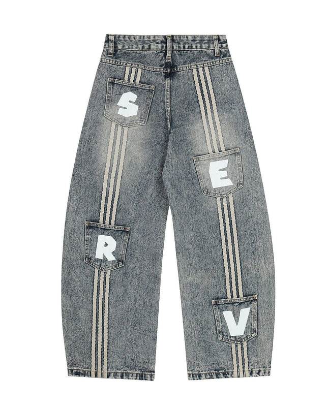 TALKLESSFASHION High Street Three-Bar Scimitar Jeans