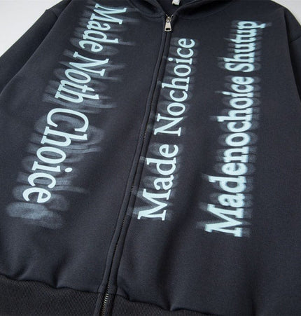 TALKLESSFASHION high street trendy zip Letter print hoodie
