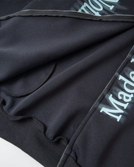 TALKLESSFASHION high street trendy zip Letter print hoodie