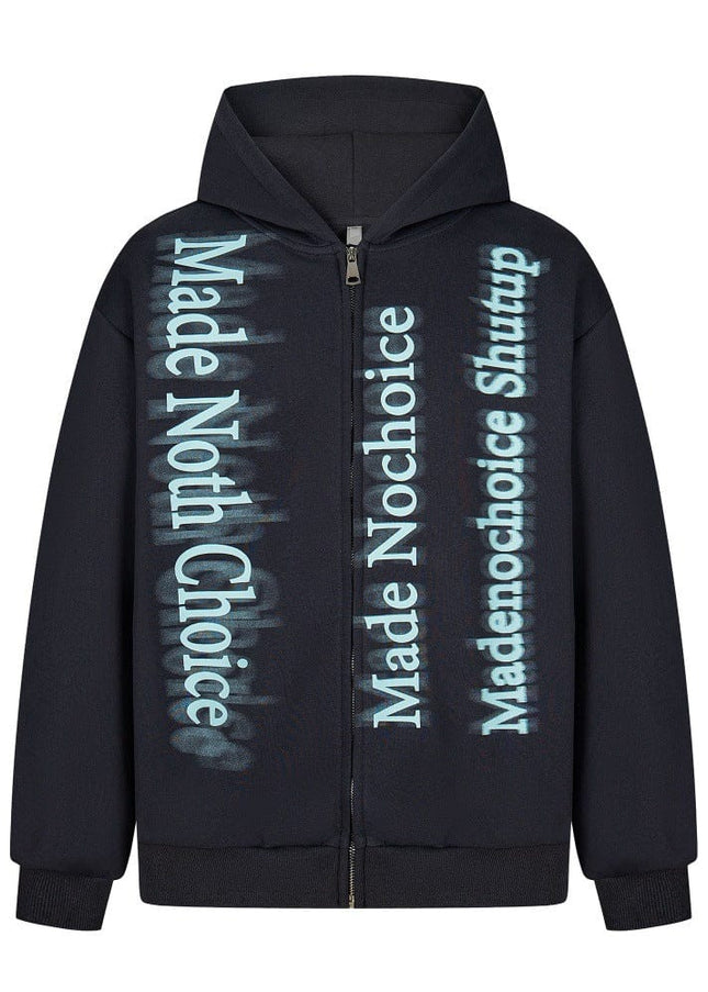 TALKLESSFASHION high street trendy zip Letter print hoodie