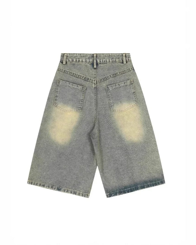 TALKLESSFASHION High Waist Patchwork Denim jort