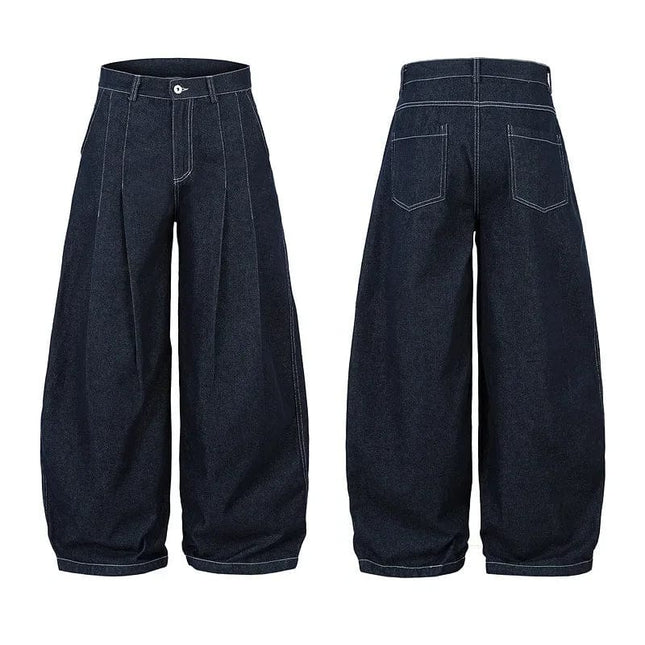 TALKLESSFASHION High Waist Pleated Blue Jeans—1007