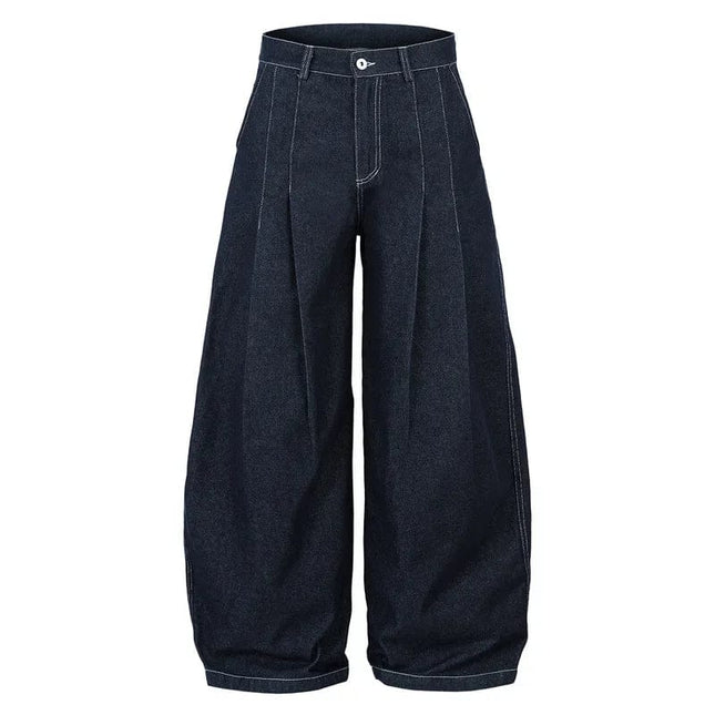 TALKLESSFASHION High Waist Pleated Blue Jeans—1007