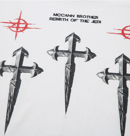 THETLSTUDIO Hip-Hop Dark Cross Graphic Long Sleeve Tee