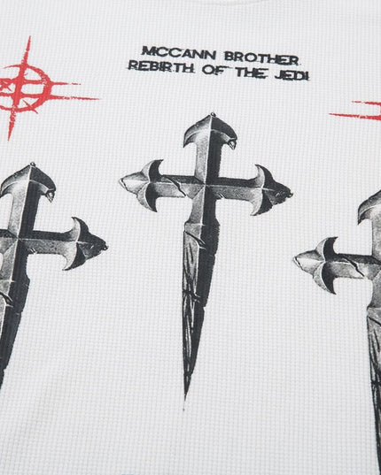 TALKLESSFASHION Hip-Hop Dark Cross Graphic Long Sleeve Tee