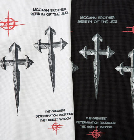 THETLSTUDIO Hip-Hop Dark Cross Graphic Long Sleeve Tee