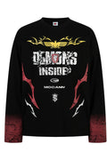 TALKLESSFASHION Hip-Hop Motorcycle Dark Print Long Sleeve Tee