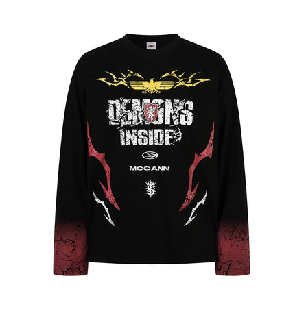 THETLSTUDIO Hip-Hop Motorcycle Dark Print Long Sleeve Tee