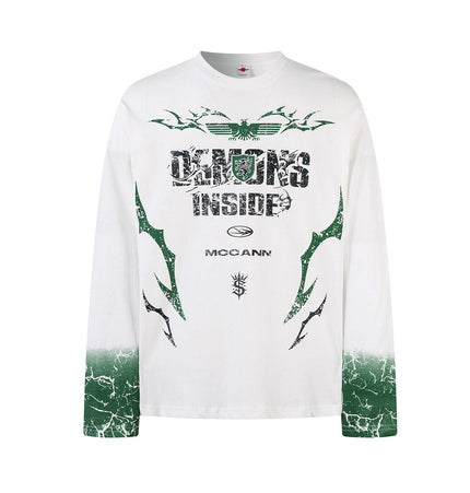 THETLSTUDIO Hip-Hop Motorcycle Dark Print Long Sleeve Tee