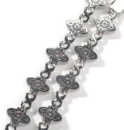 TALKLESSFASHION Hip-hop rap chain, infinite clover bracelet, fashion cool ruffian, high-end 5A zircon color necklace jewelry