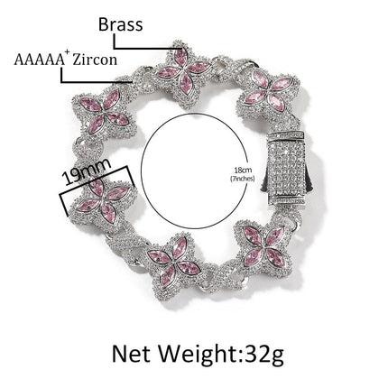 TALKLESSFASHION Hip-hop rap chain, infinite clover bracelet, fashion cool ruffian, high-end 5A zircon color necklace jewelry