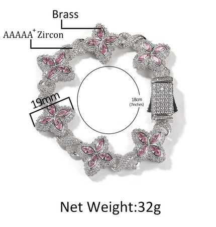 TALKLESSFASHION Hip-hop rap chain, infinite clover bracelet, fashion cool ruffian, high-end 5A zircon color necklace jewelry