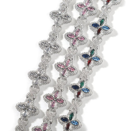 TALKLESSFASHION Hip-hop rap chain, infinite clover bracelet, fashion cool ruffian, high-end 5A zircon color necklace jewelry