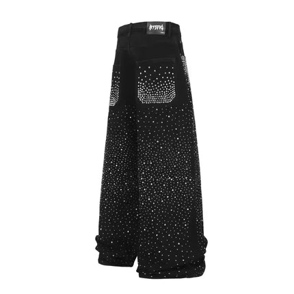 TALKLESSFASHION Hot Diamond Wide-Leg Denim Jeans