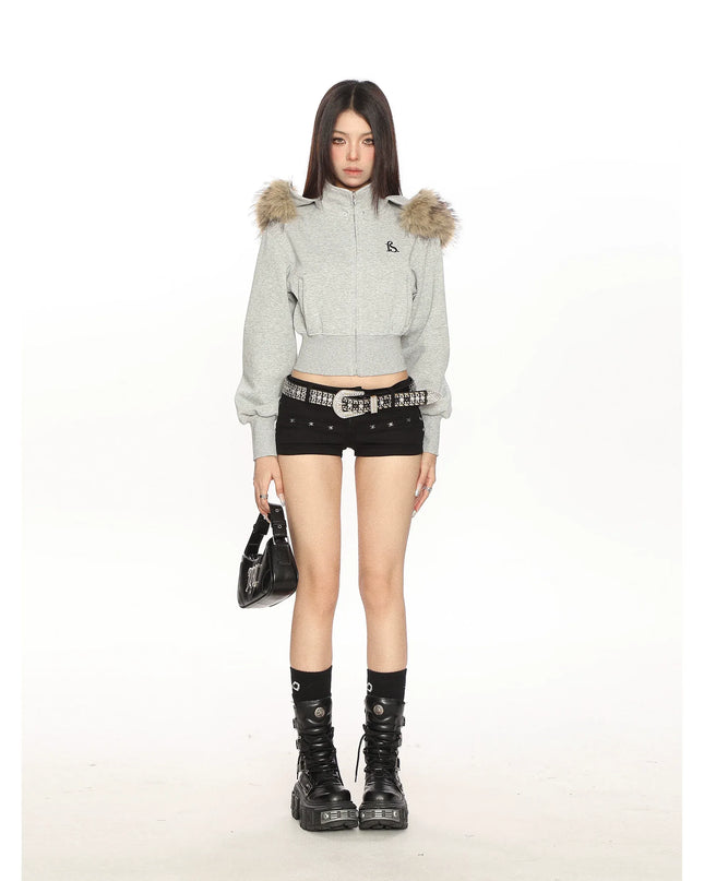 TALKLESSFASHION Hot Girl Detachable Fur Collar Sweatshirt