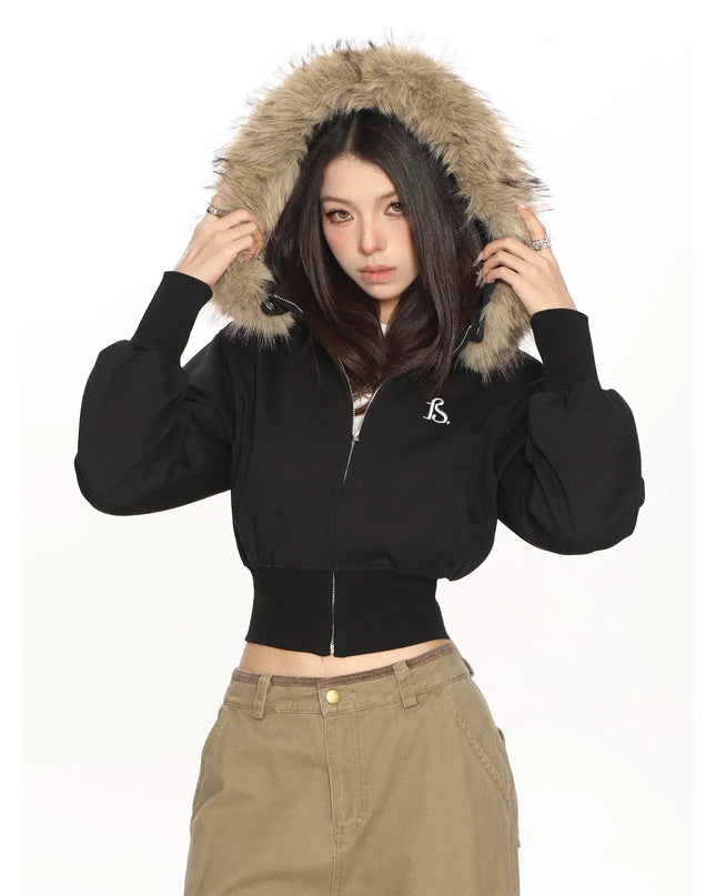 TALKLESSFASHION Hot Girl Detachable Fur Collar Sweatshirt