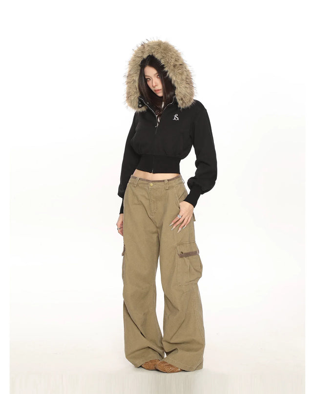 TALKLESSFASHION Hot Girl Detachable Fur Collar Sweatshirt