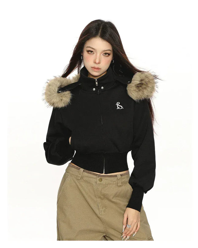 TALKLESSFASHION Hot Girl Detachable Fur Collar Sweatshirt