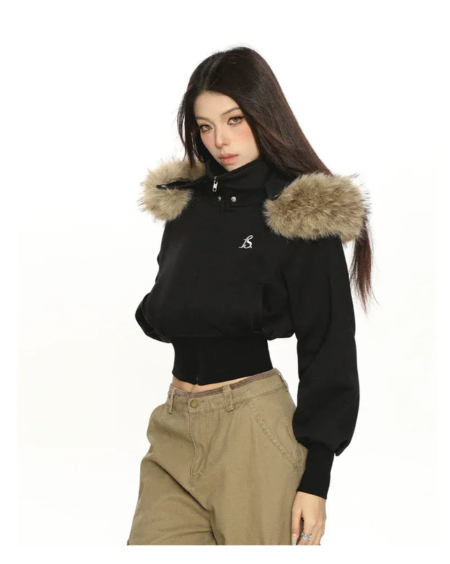 TALKLESSFASHION Hot Girl Detachable Fur Collar Sweatshirt
