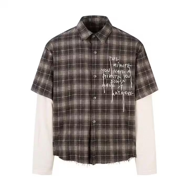 THETLSTUDIO Hyper-Layered Plaid Tectonic Executive Top