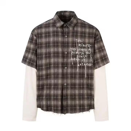 TALKLESSFASHION Hyper-Layered Plaid Tectonic Executive Top