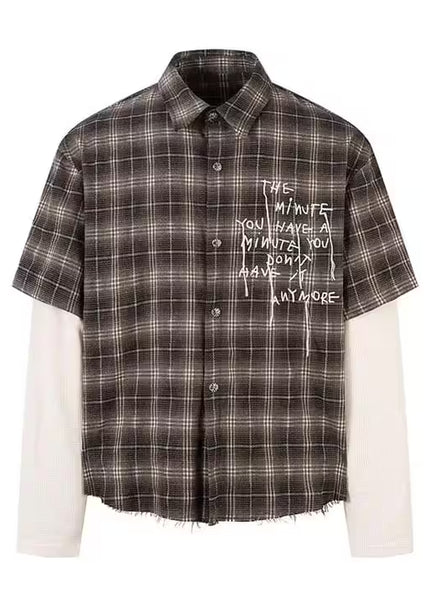 THETLSTUDIO Hyper-Layered Plaid Tectonic Executive Top