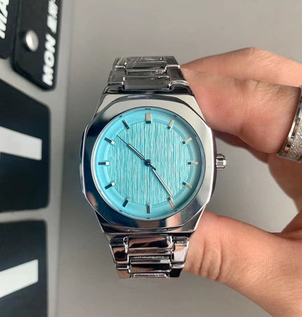 TALKLESSFASHION Ice blue Square silver band square watch
