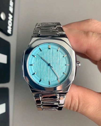 TALKLESSFASHION Ice blue Square silver band square watch