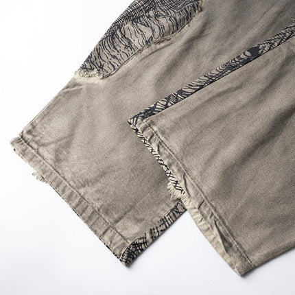 TALKLESSFASHION Irregular Ripped Splicing—-7096