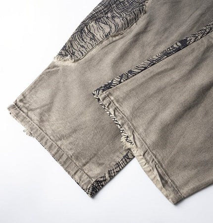 TALKLESSFASHION Irregular Ripped Splicing—-7096