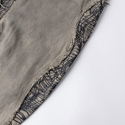 TALKLESSFASHION Irregular Ripped Splicing—-7096