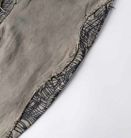 TALKLESSFASHION Irregular Ripped Splicing—-7096