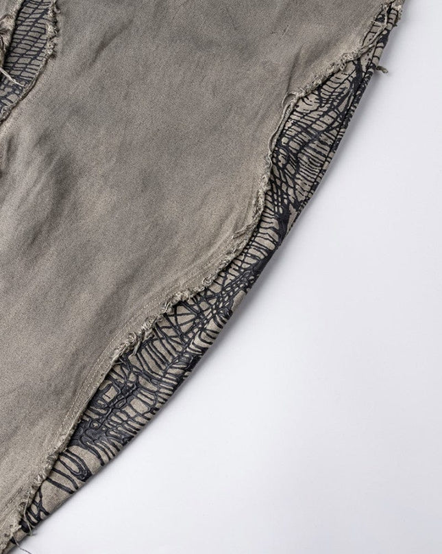 TALKLESSFASHION Irregular Ripped Splicing—-7096
