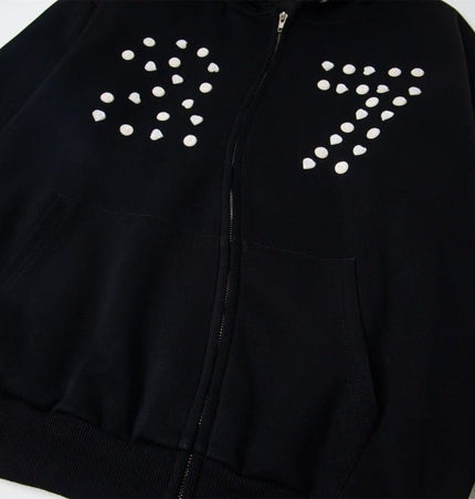 TALKLESSFASHION irregular twist zipper cardigan sweatshirt