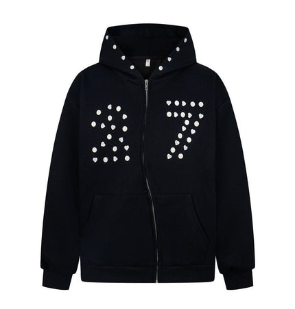 TALKLESSFASHION irregular twist zipper cardigan sweatshirt