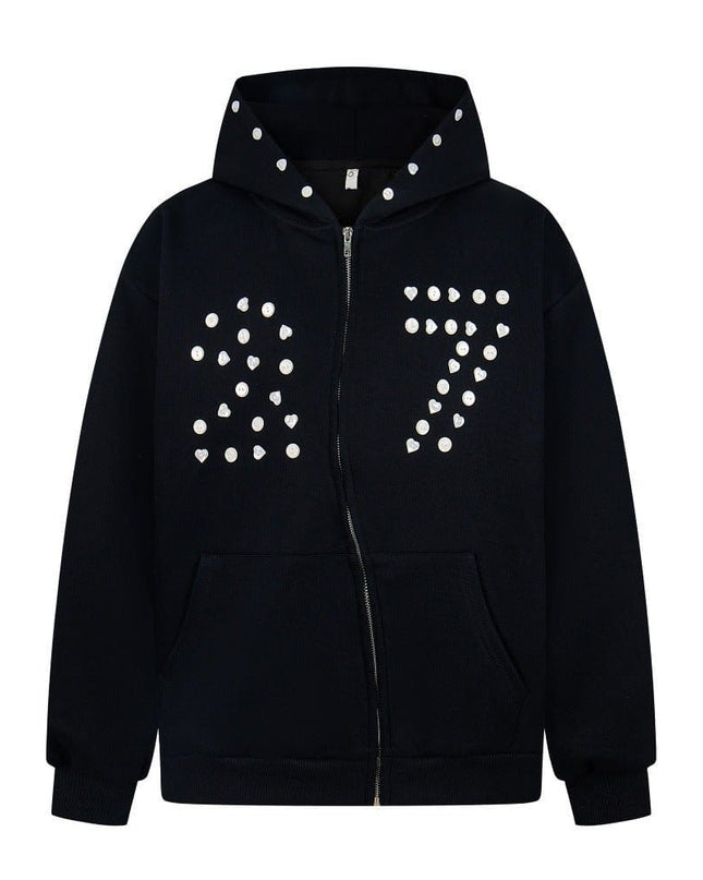 TALKLESSFASHION irregular twist zipper cardigan sweatshirt