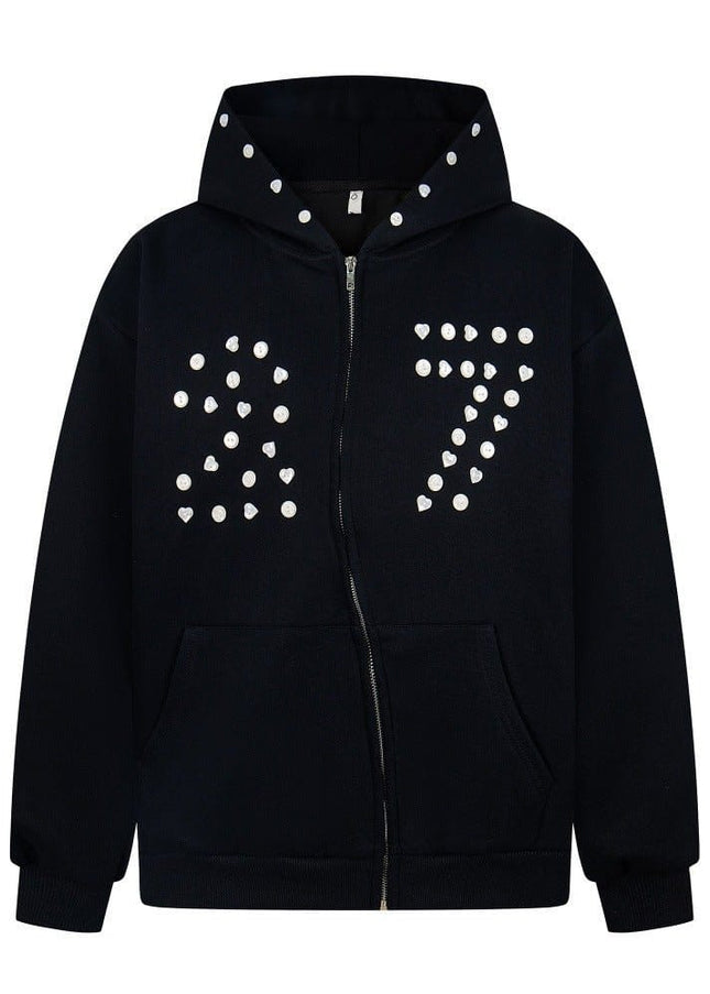 TALKLESSFASHION irregular twist zipper cardigan sweatshirt