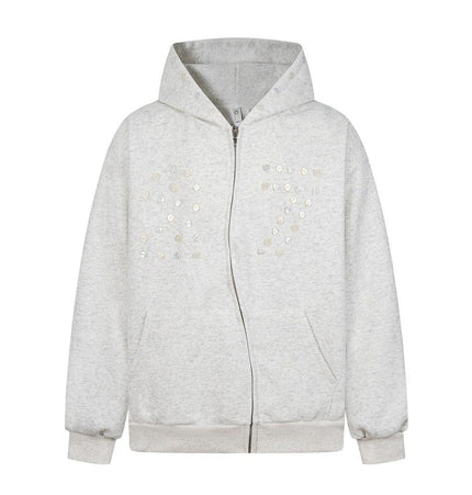 TALKLESSFASHION irregular twist zipper cardigan sweatshirt