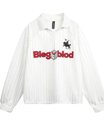TALKLESSFASHION Jersey Campus Lapel Polo Sweatshirt