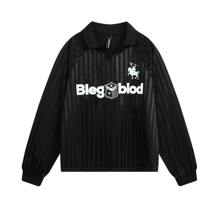 TALKLESSFASHION Jersey Campus Lapel Polo Sweatshirt