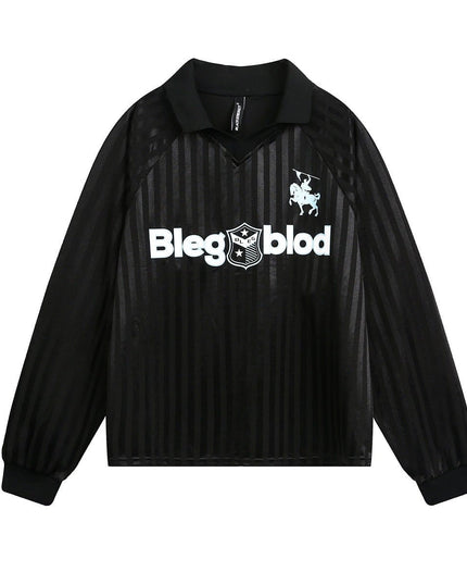 TALKLESSFASHION Jersey Campus Lapel Polo Sweatshirt