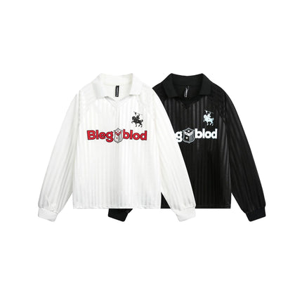 TALKLESSFASHION Jersey Campus Lapel Polo Sweatshirt