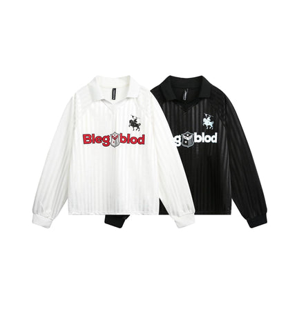 THETLSTUDIO Jersey Campus Lapel Polo Sweatshirt