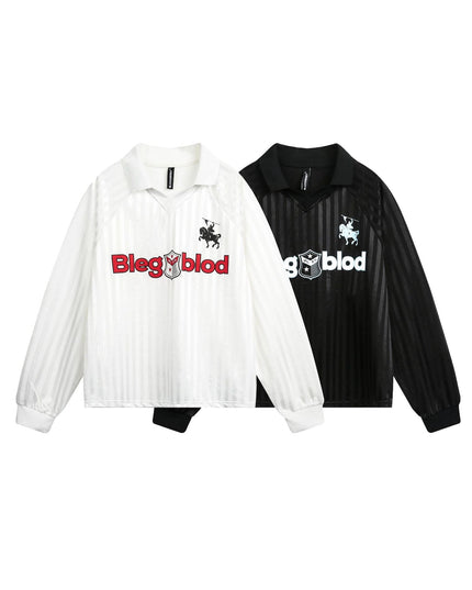 TALKLESSFASHION Jersey Campus Lapel Polo Sweatshirt