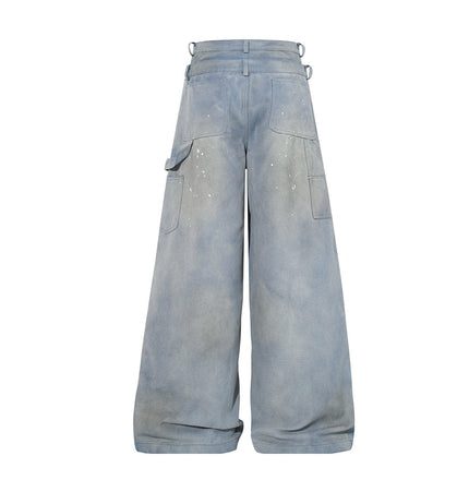 THETLSTUDIO Jiaqlo 2026 new wasteland style American retro stained washed wide-leg jeans straight ink splashed logging pants