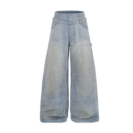 TALKLESSFASHION Jiaqlo 2026 new wasteland style American retro stained washed wide-leg jeans straight ink splashed logging pants
