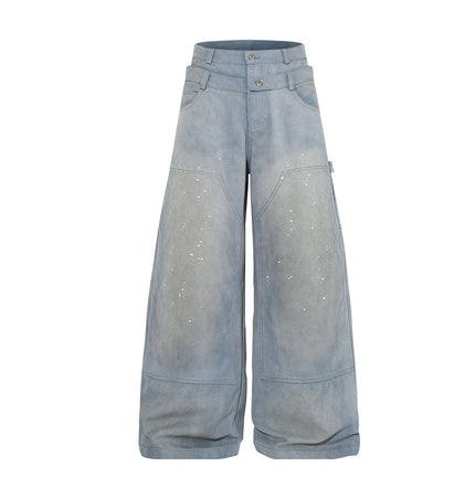 THETLSTUDIO Jiaqlo 2026 new wasteland style American retro stained washed wide-leg jeans straight ink splashed logging pants