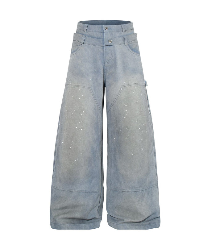 TALKLESSFASHION Jiaqlo 2026 new wasteland style American retro stained washed wide-leg jeans straight ink splashed logging pants